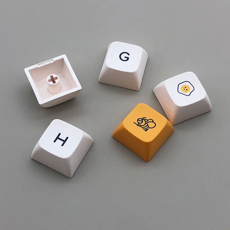 124/127/140 Keys XDA Glow Bee Milk PBT Keycaps Thermal Sublimation Key Cap for Mechanical Keyboard Matcha Theme Keycap