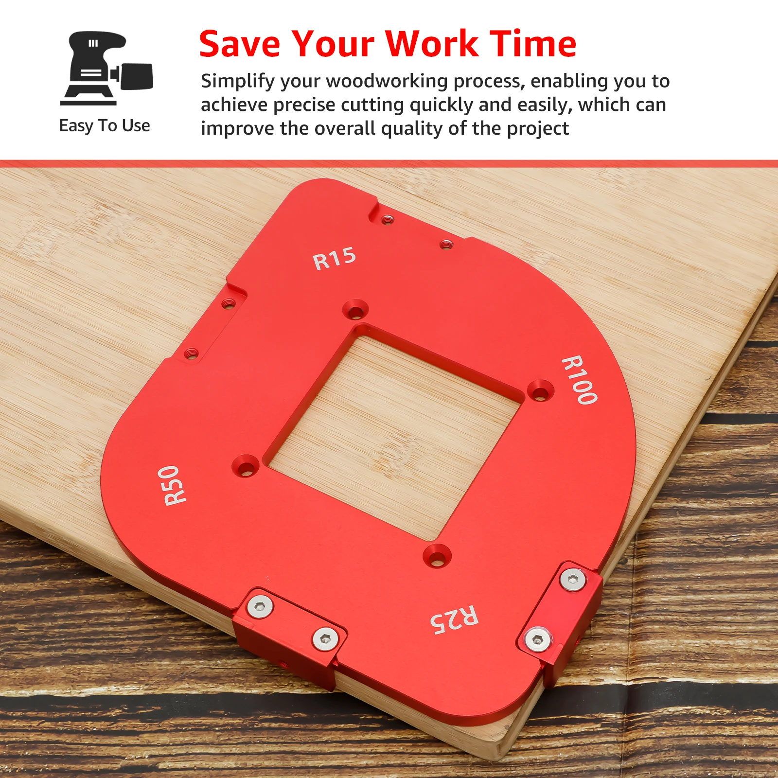 2er Set Router Jig Radius Schablone – 8 Radien R10–R50, 4-in-1 Frässchablone Aus Bakelit – Für Präzise Abrundungen In Der Holzbearbeitung