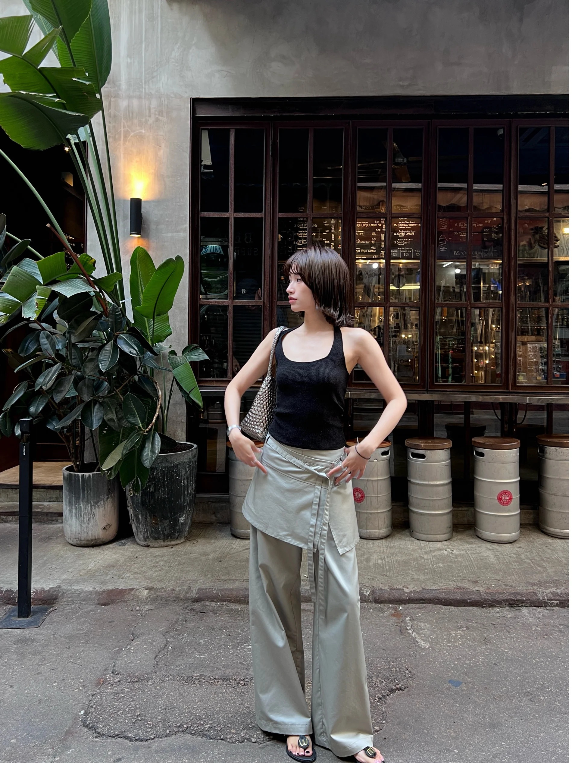 

High Waist Wide Leg Pants Fem Faionable Detachable P Cheek Curtain Floor Length Dra Casual Trousers Korean Sle