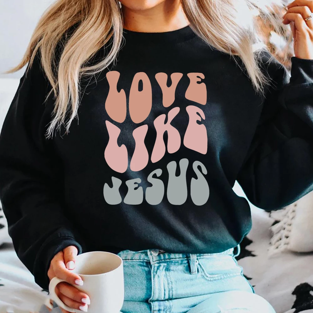 

Christian Sweatshirt Love Like Jesus Hoodie Christian Bible Verse Religious Sweater Trendy Faith Over Fear Crewneck Sweatshirts