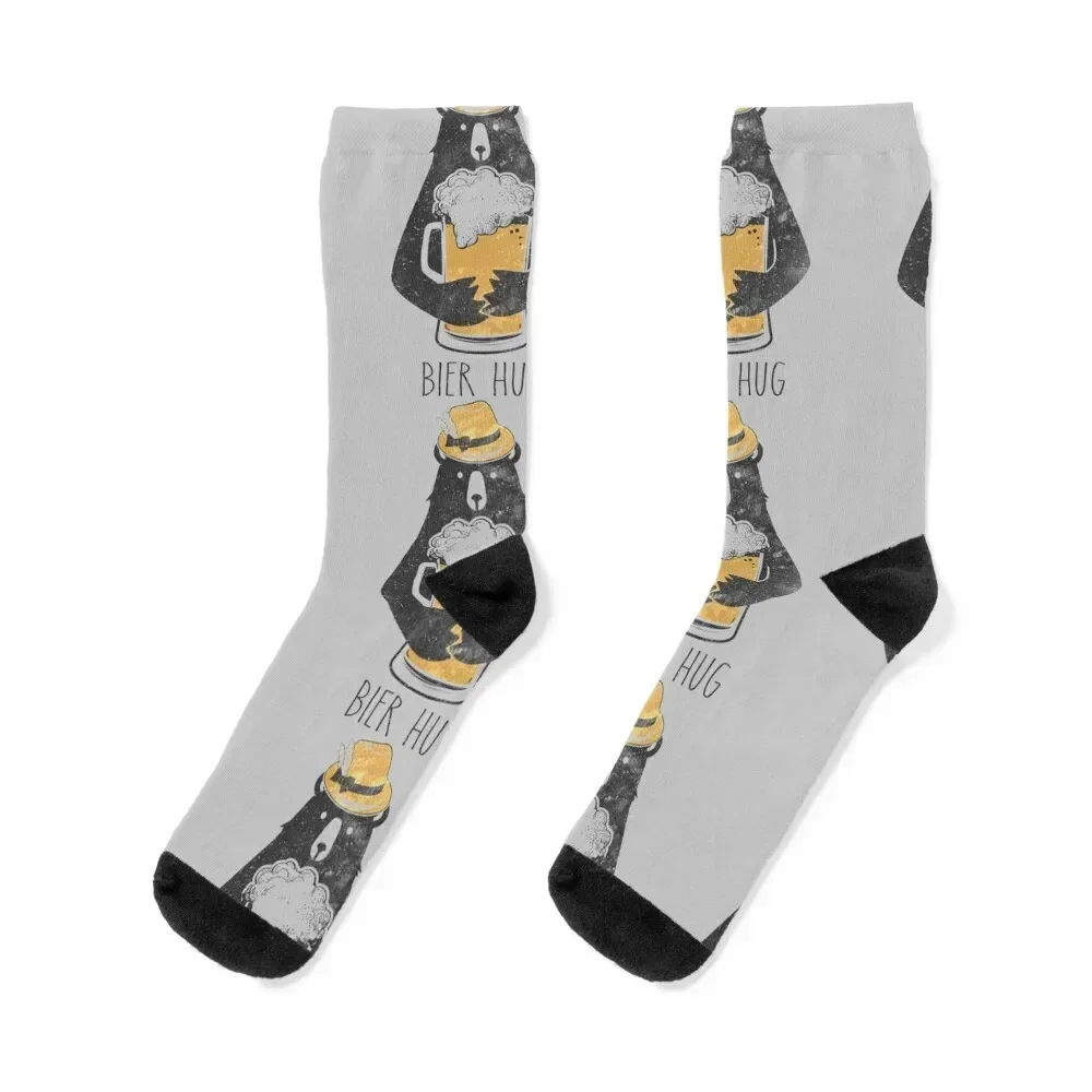 

Funny Oktoberfest Bier Beer Bear Hug German Fun Party Socks happy bright garter Socks Woman Men's