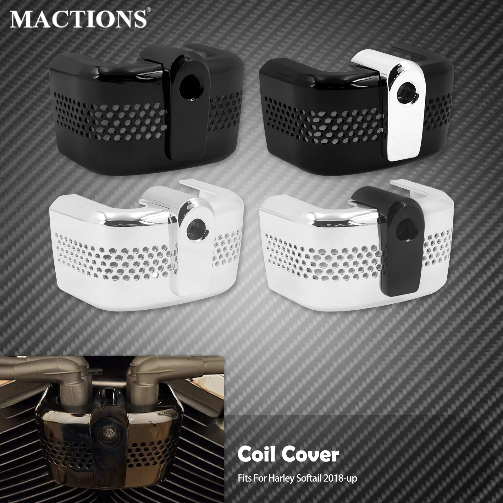Motorcycle Ignition Coil Cover Black/Chrome Caps For Harley Softail Street Bob FXBB Low Rider Breakout FXBR Fat Boy FXFB 2018-23