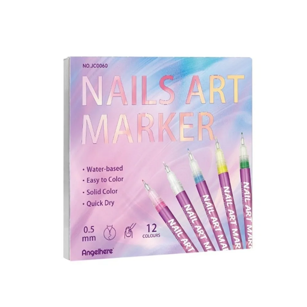 

12 Colors Nail Art Graffiti Pens 0.5mm Quick Drying Nail Marker Drawing Acrylic Paint Waterproof Nail Doodle Pens Salon Nail
