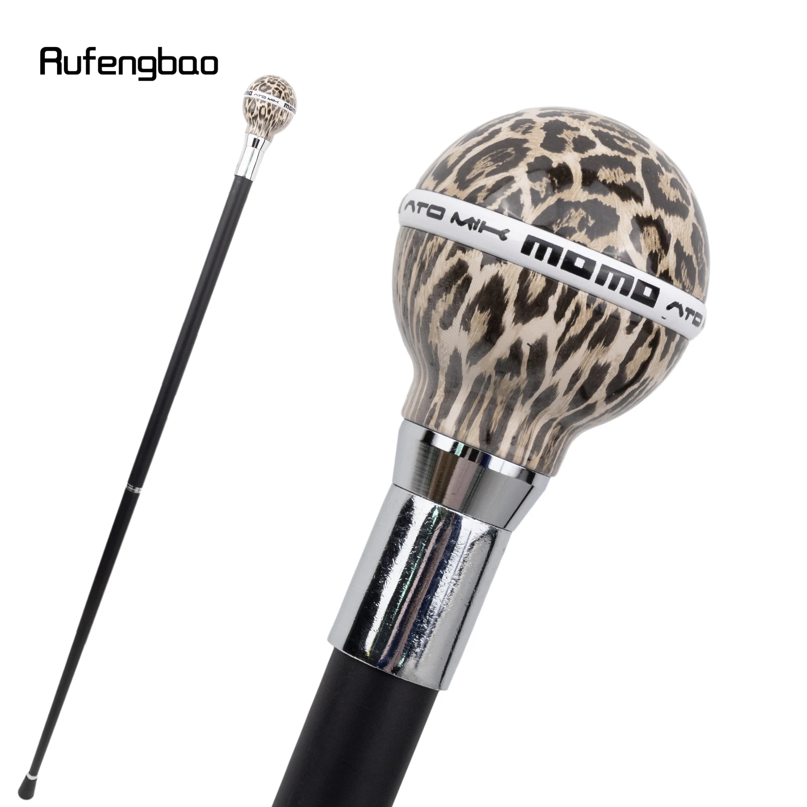 Leopard Print Leather Ball Silver Decorative  Cane For Halloween For Cosplay And Parties, For Cosplay & Party