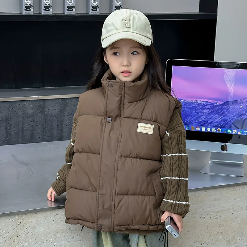 Giacca gilet caldo e antivento da ragazzo 2024 nuovo stile di abbigliamento outdoor per ragazzi e ragazze, abbigliamento per bambini, regali di Natale