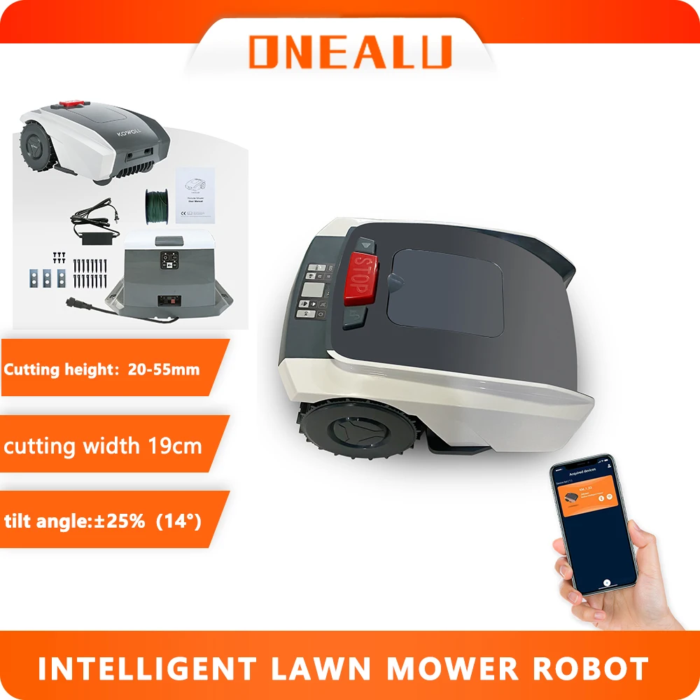 DIY Grade Automatic Remote Control Robot Lawn Mower Self-Propelled with Lithium Battery Cordless Blade Cutting 