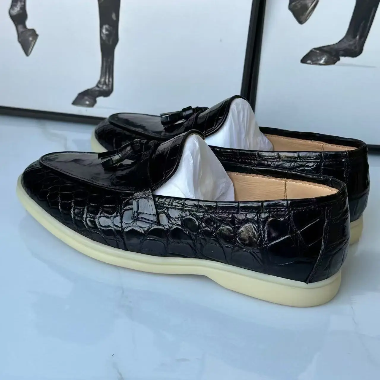 وصل حديثًا لعام 2025 حذاء كاجوال من جلد التمساح للرجال ، حذاء من الجلد الطبيعي للرجال pdd652