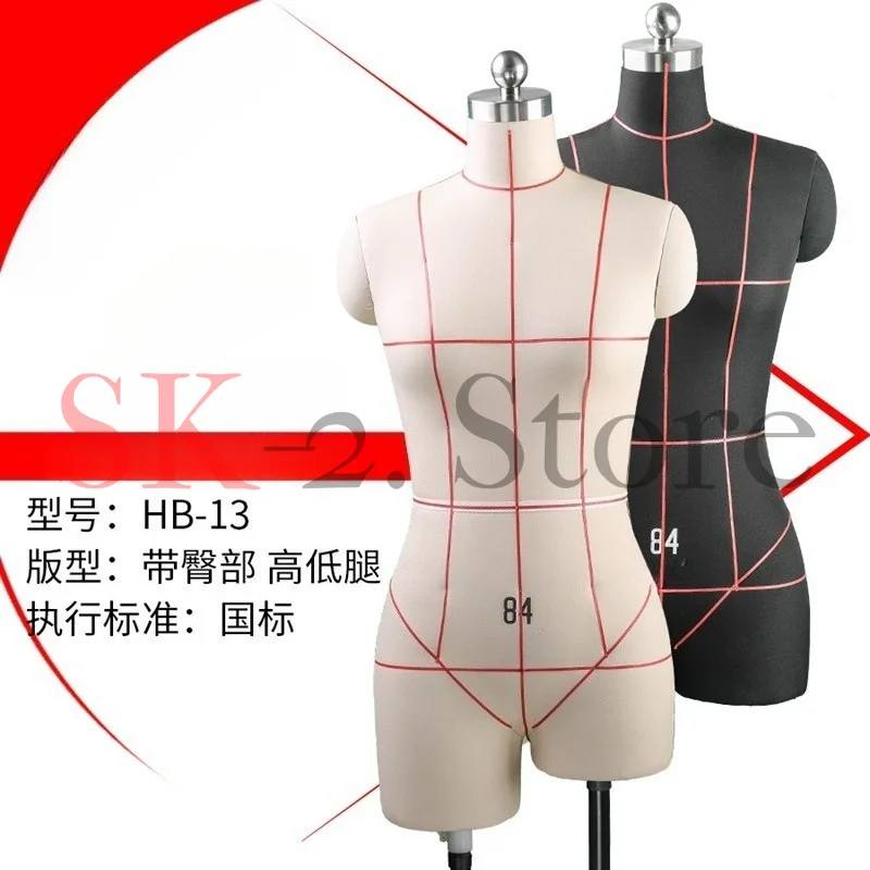 Three-dimensional cutting women's clothing design, pattern teaching, vertical cutting platform, split-legged model, white