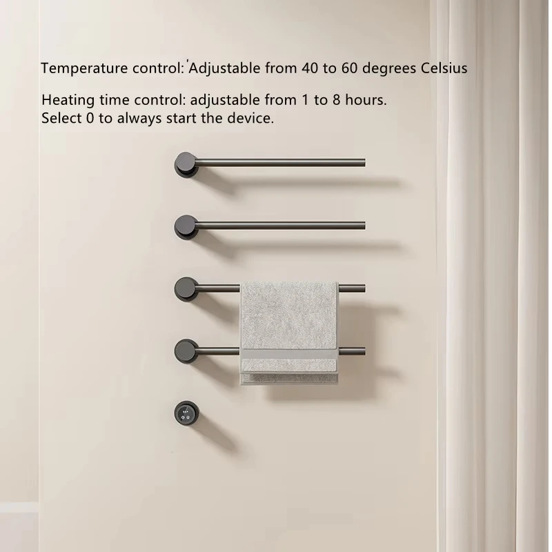Intelligent Electric Heated Towel Rail Smart Bathroom Towel Dryer Hidden Temperature control and timer Five poles for Bathroom