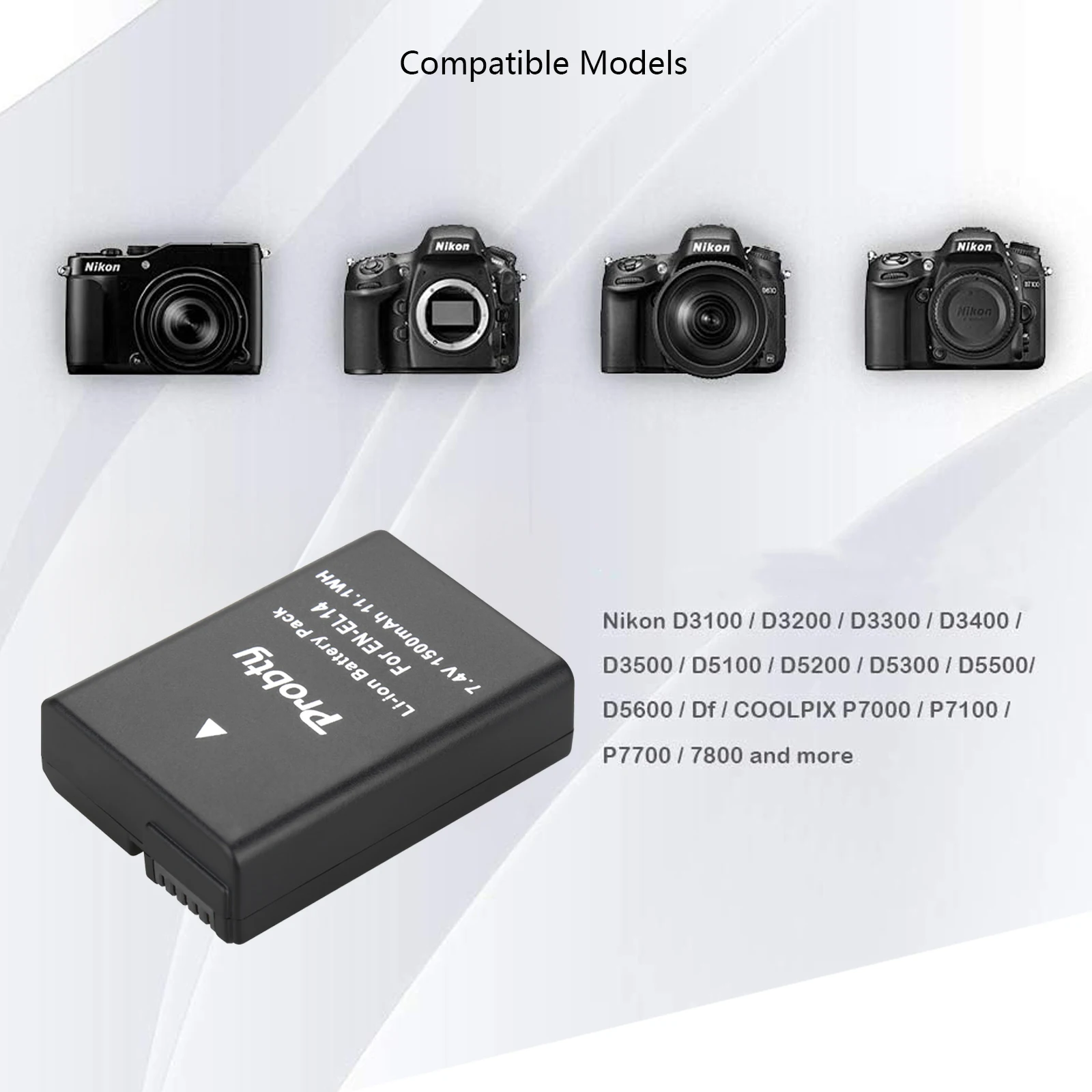 EN-EL14 EN-EL14a بطارية وشاحن LCD سريع لنيكون D3100 D3200 D3300 D3400 D3500 D5100 D5200 D5300 D5500 D5600 DF