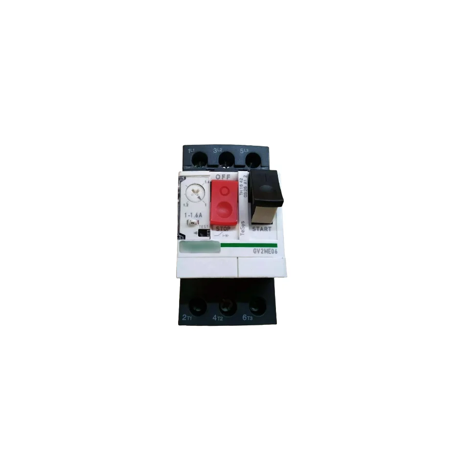 GV2ME06 TeSys Deca Manual Starter and Protector, thermal magnetic circuit protector, push buttons, 1 to 1.6 A, screw clamp