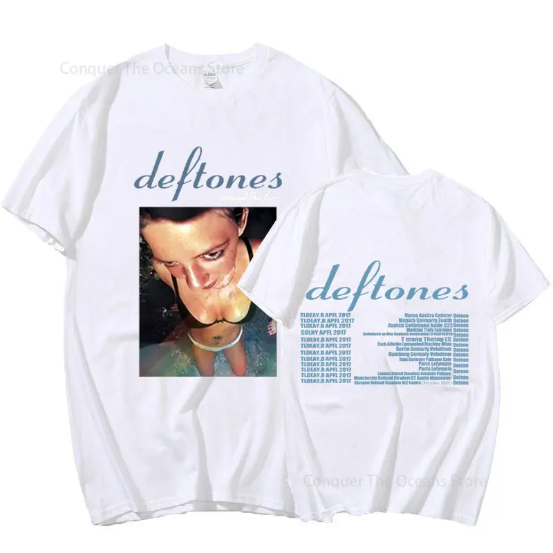 New Deftones Around The Fur Tour Band Concert Print Men's T Shirt and Women Punk Vintage Oversize Tees Summer Cotton Tops