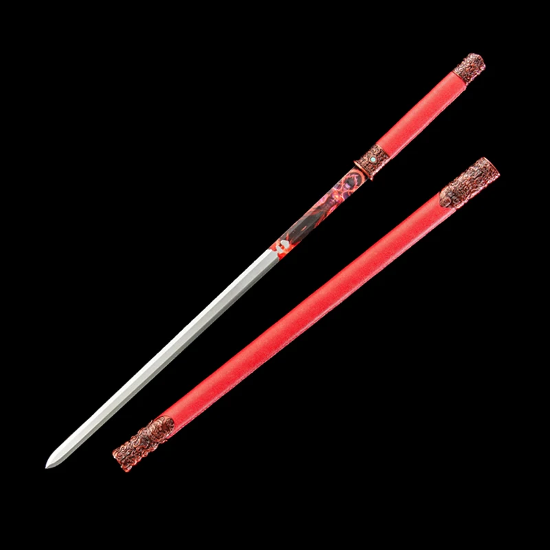 

Nezha Anime Sword High Chromium Steel Full Tang with Hardwood PU Sheath Non-Sharp Katanas for Decoration Chinese Movie Inspired