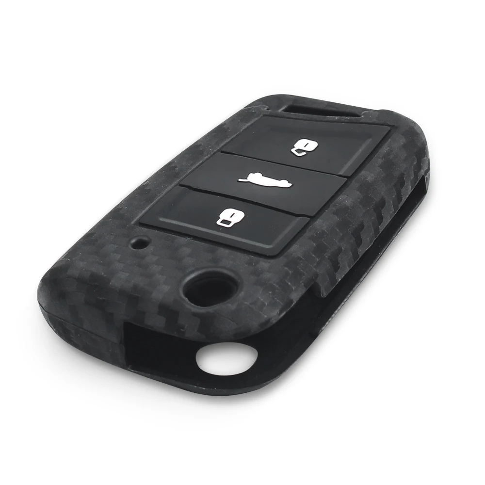 KEYYOU For VW Golf 7 Bora Jetta GOLF Passat GTI Skoda Octavia A7 Polo 5 Silicone Carbon Fiber Car Key Protaction Cover Key Case