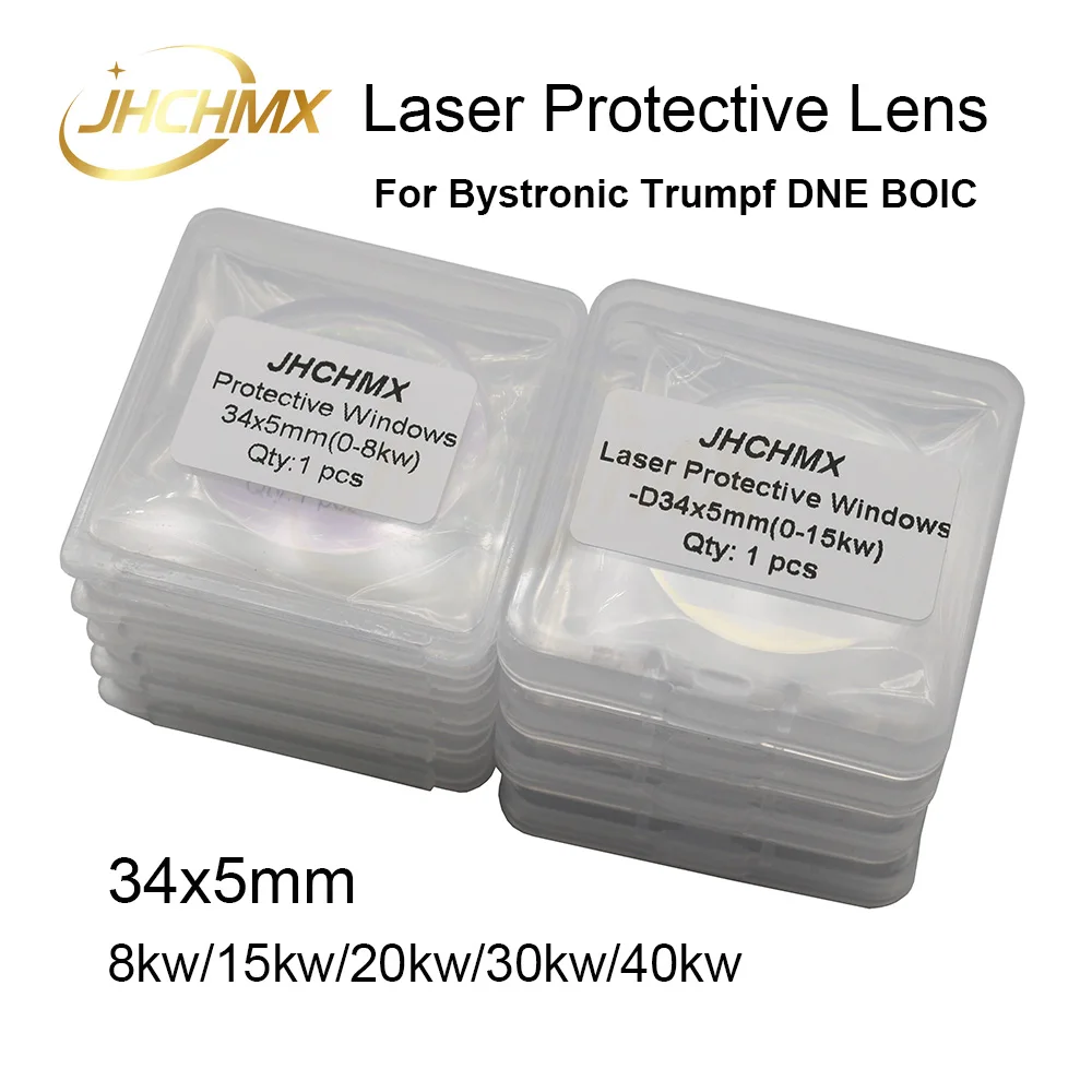 JHCHMX 34x5mm lente protectora láser de fibra ventanas vidrio 8kw/15kw/20kw/30kw/40kw 1064nm para Bystronic Trumpf DNE BOIC