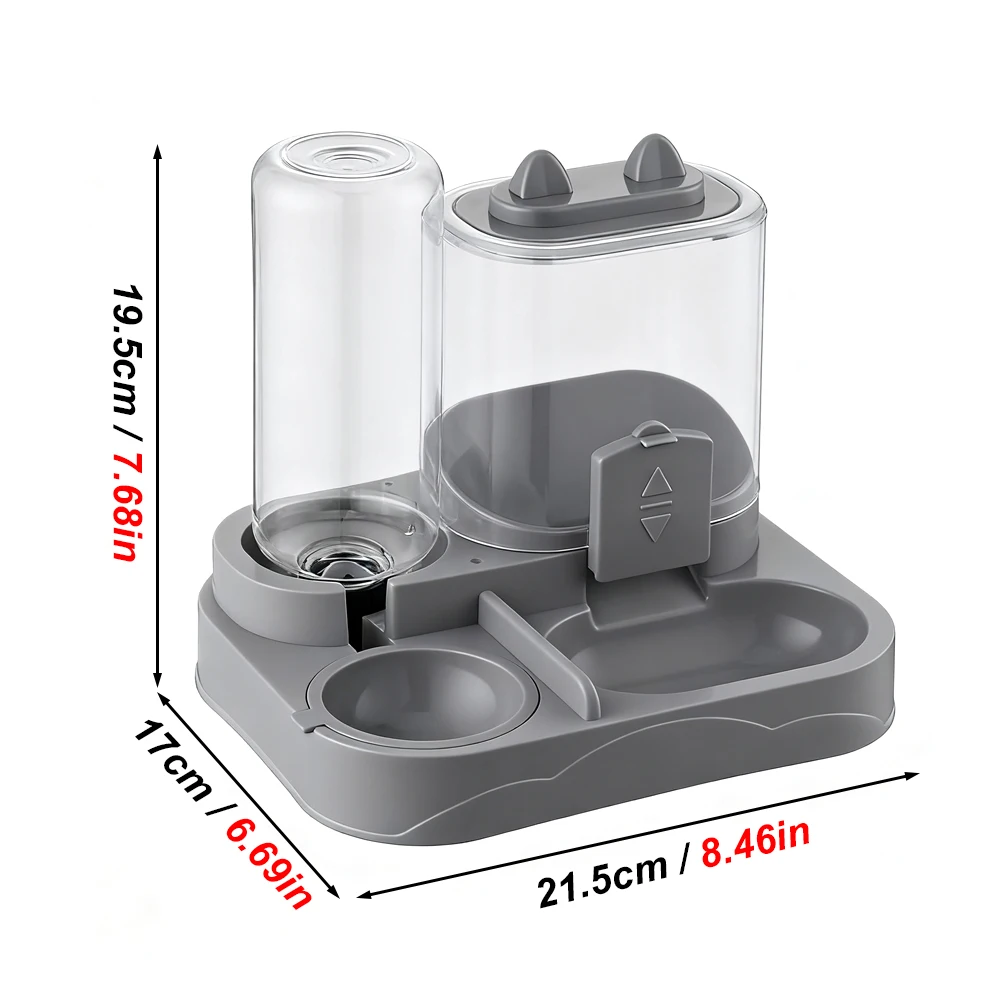 1 PC 2-in-1 Automatic Feeder with Controllable Food Amount for Small Animal Pets Rabbits Cats Dogs Feeder Bowl with Drink Bottle view 2