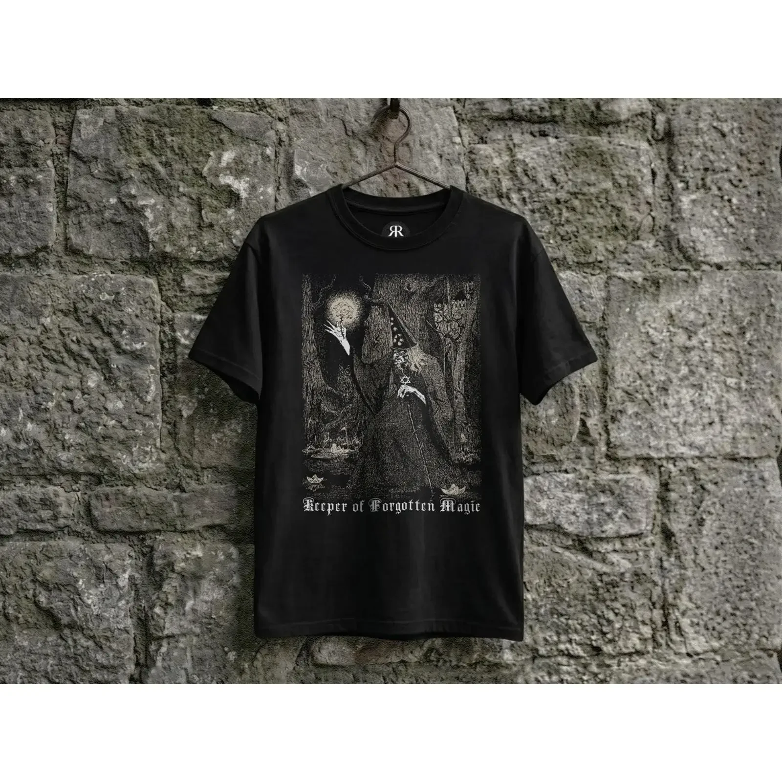 Keeper of Forgotten Magic T Shirt Wizard Dark Fantasy Sorcerer  vintage Washed Soft fashion Casual streetwear homme Breathable