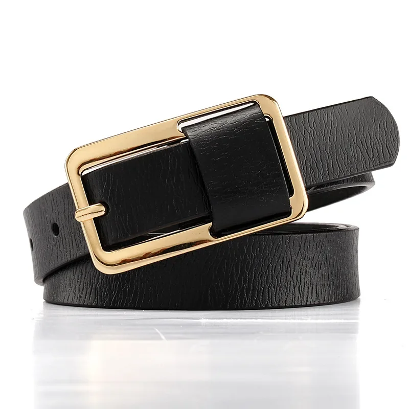 Vintage Square Buckle Women's Belts New Casual Versatile Jeans Decorative Belt Leather Simple Belt Classic Models