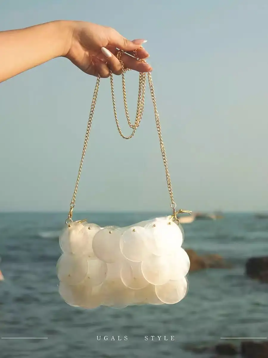 

Fashion Beads Beading Square Bag Natural Shell Case Woven Handmade Handbag Luxury Women Shoulder Crossbody Bag Female Travel Bag