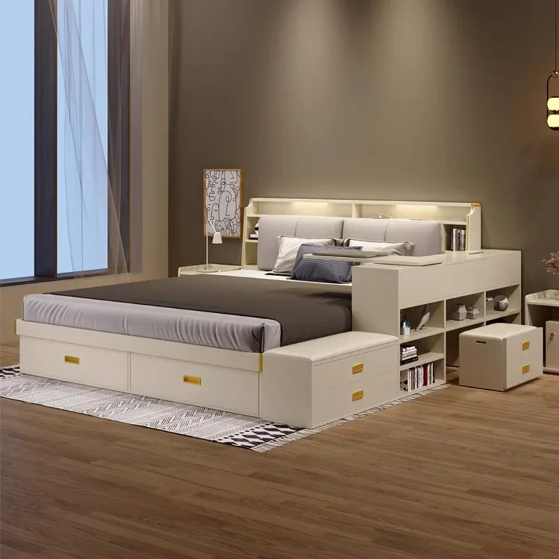 Storage Organiser Bed Bedroom Space Saving King Size Double Bed Multifunctional Modern Camas De Casal De Luxo Home Decor