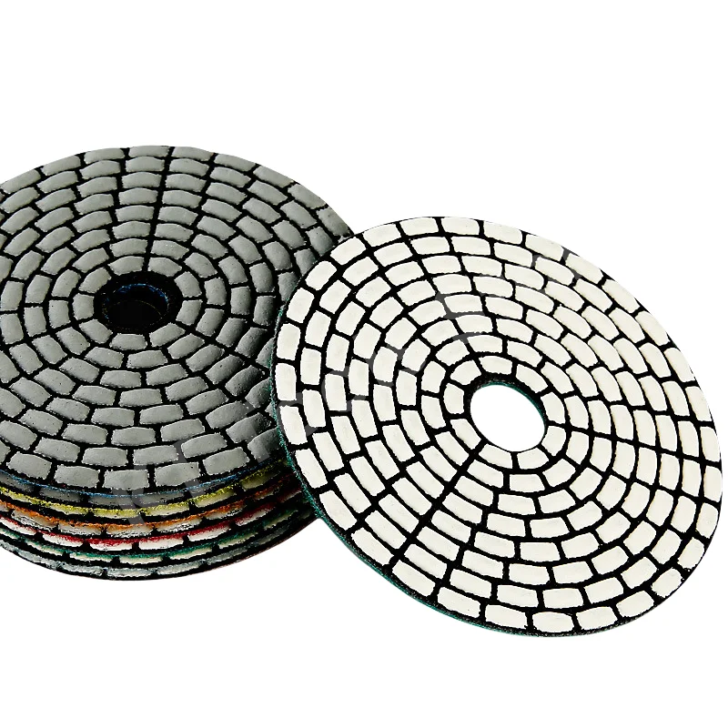 7PCS 4'' 100mm Diamond Dry Polishing Pad Gloss Flexible Soft Abrasive Pads Granite Marble Ceramic Stone Renovation Sanding Disc