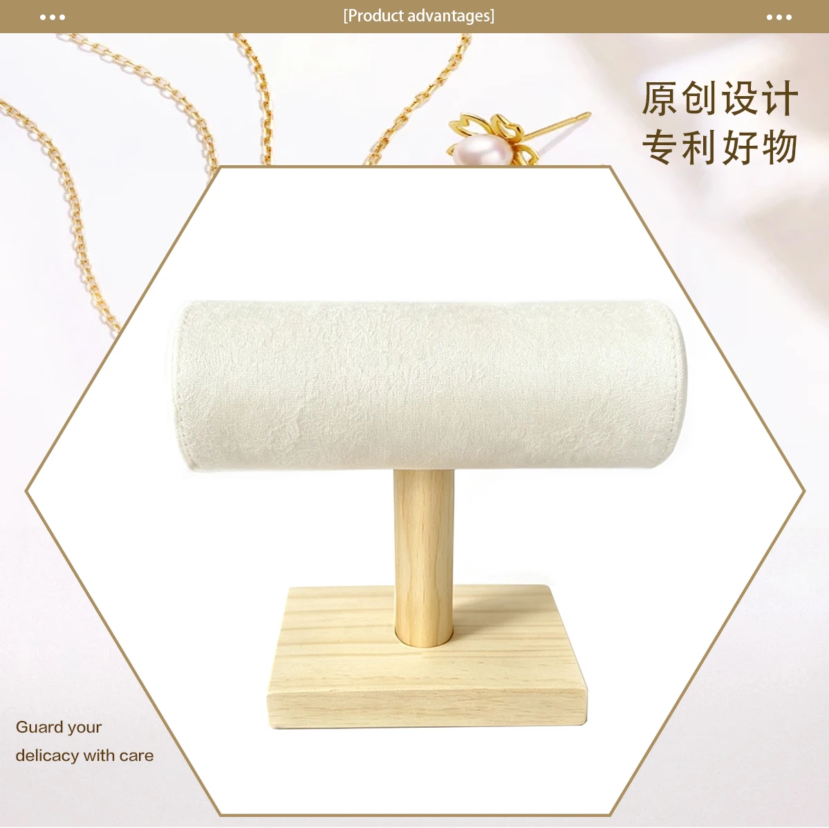 Schmuckständer aus Holz, Armbandhalter, Halsketten-Präsentationsständer, Schmuckaufbewahrung für Schlafzimmer, Kommode, Heimdekoration – Detail 4