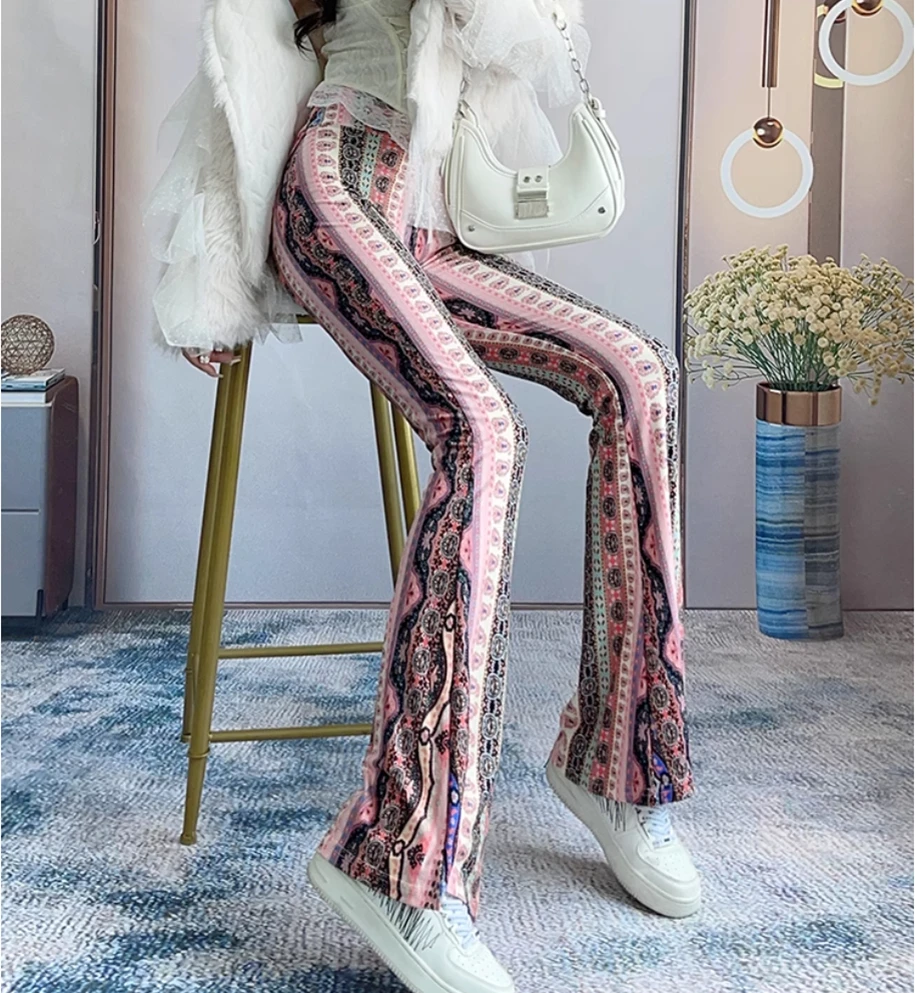 new spring autumn brand female women girls stretch flare pants