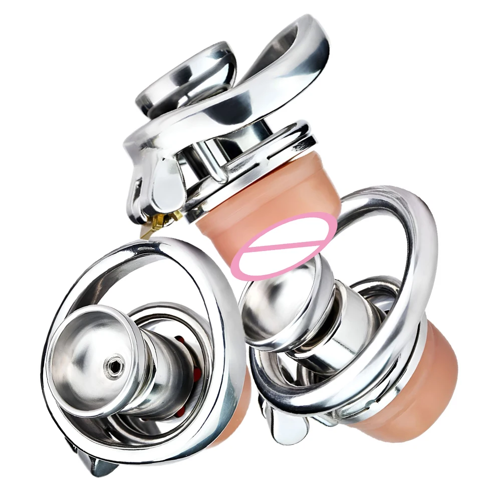 FRKO Negative Flat Cock Cage With Real Silicone Clitoris Inverted Chastity Cage Invisible Lock Bondage Adult Product Sissy Men