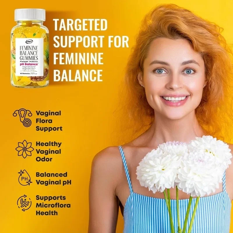 Women's Probiotic Gummies - Vaginal Health Support with Probiotics Pineapple Cranberry Vitamin C