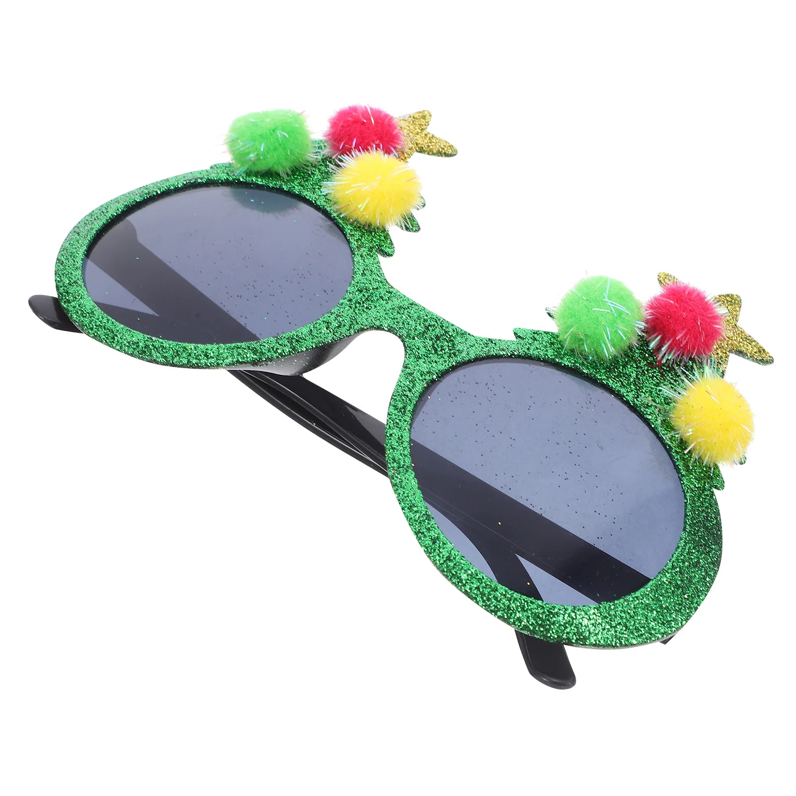 

Festive Christmas Tree Glasses Pom-Poms Glitter Holiday Party Eyewear Xmas New Year Decorations Party Favor Glasses