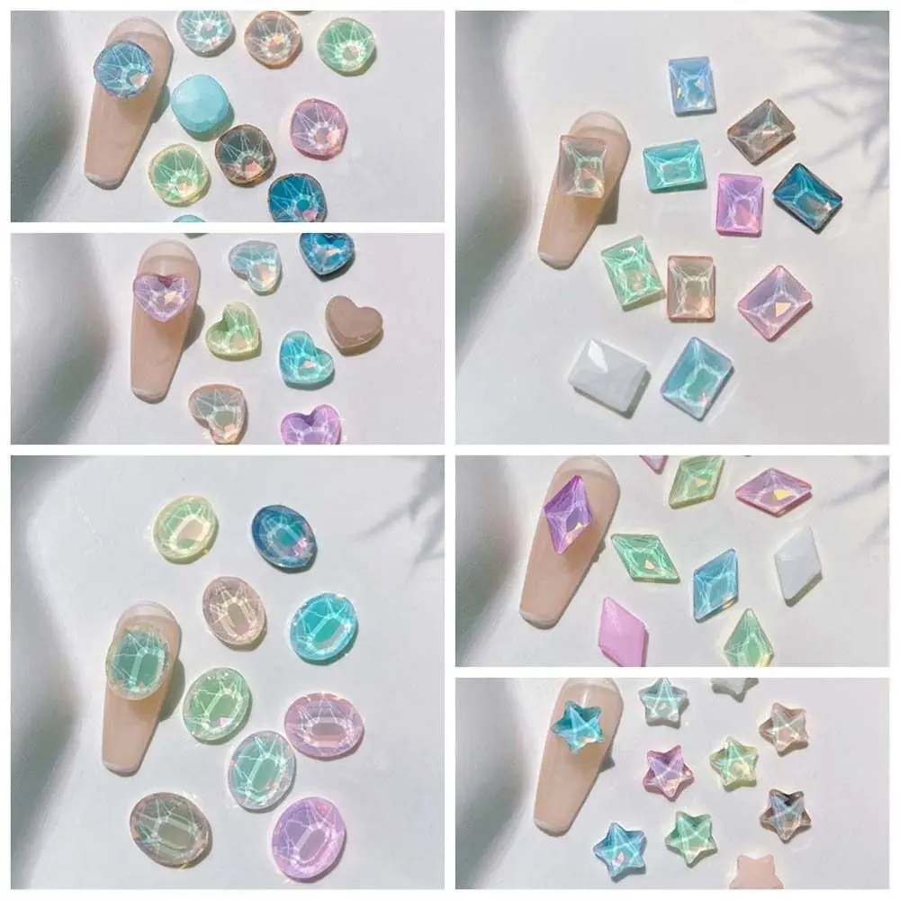 Aurora decorações decorações de unhas macaroon cor rhombic jóias de unhas amor coração estrelas acessórios de unhas salão de beleza