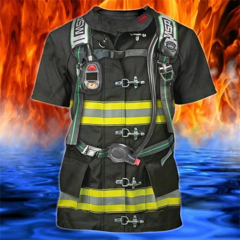 Neue Feuerwehrmann Grafik 3D Druck T-Shirts Männer Sommer Casual Feuerwehrmann T Hemd Oansatz Kurzarm T-stücke Harajuku Y2k Kinder Kleidung