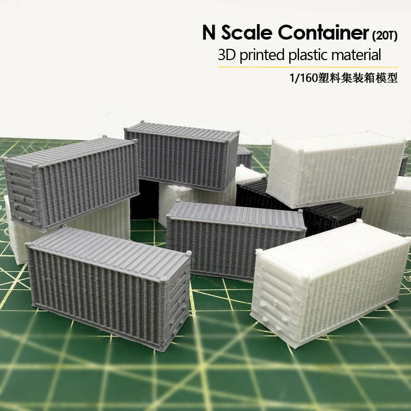

2/10pcs N scale container model 20T cargo transport container 3d printing plastic model container 1/160 scale train layout