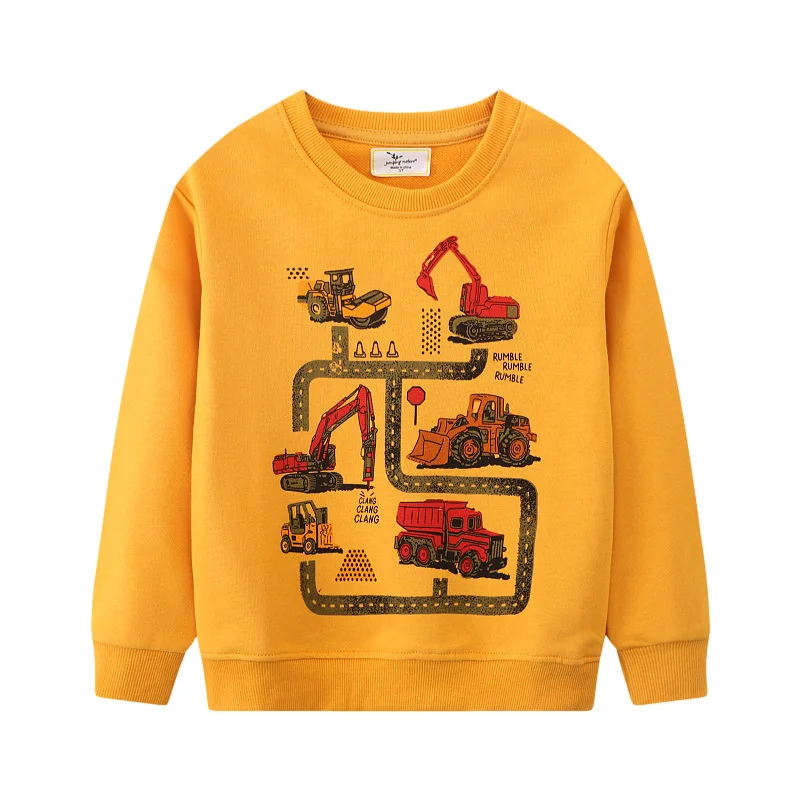 

Jumping Meters 2-7T Boys Sweatshirts Cartoon Print Hooded Shirts Kids Clothes Long Sleeve Sweaters Autumn Spring Tops