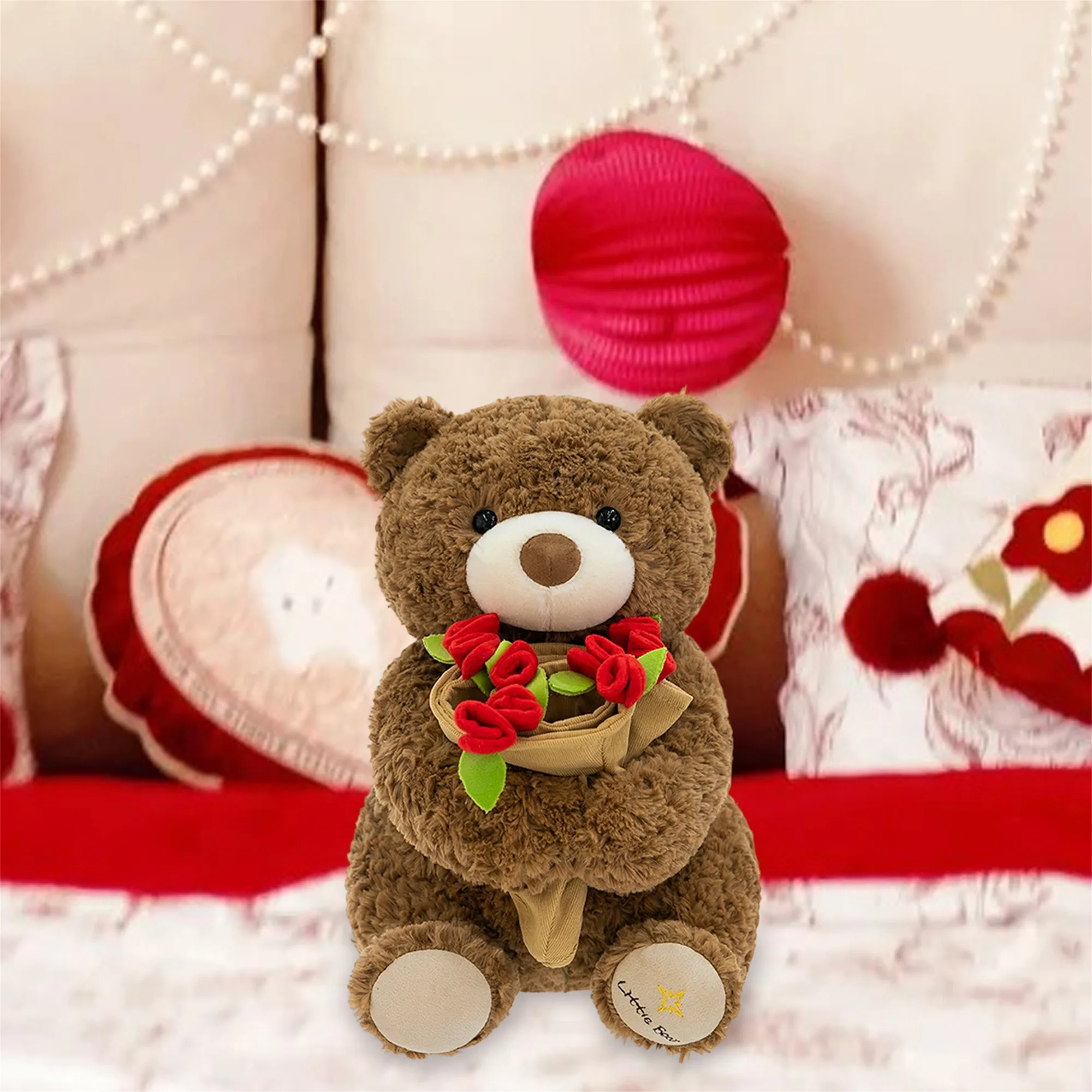 

Valentine s Day Heart-Shaped Pillow with I Love You Embroidery Romantic Gift for Couples Home Decor Accent