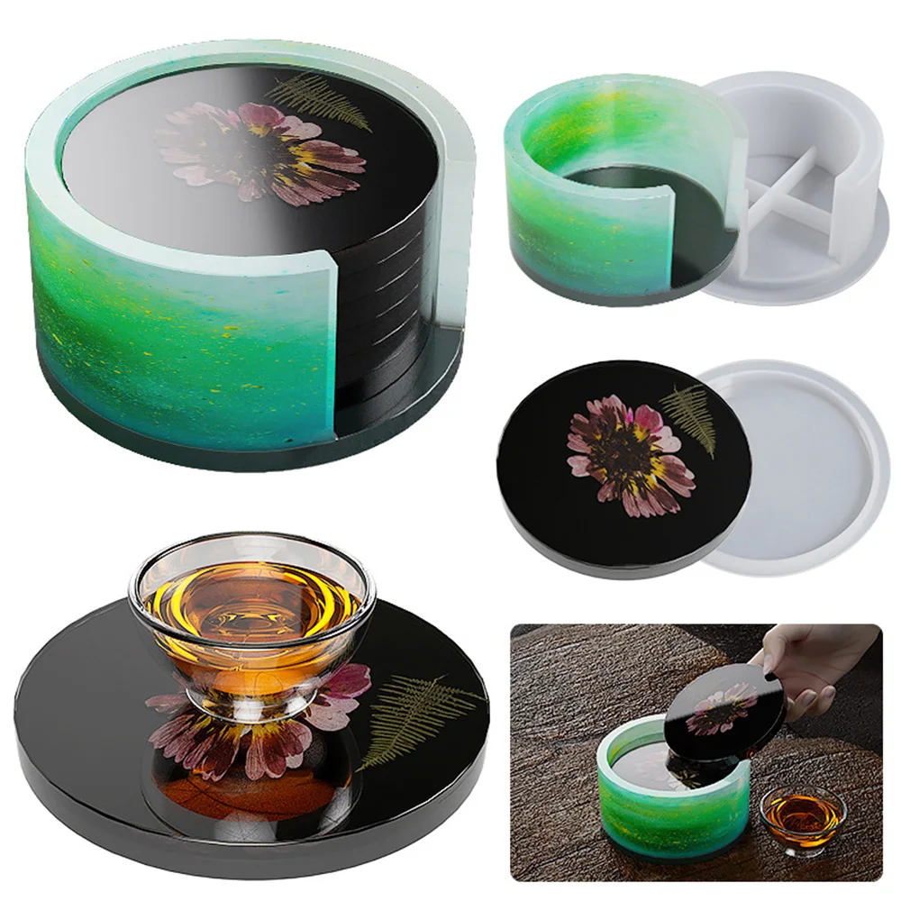 

Round Coaster Resin Mold, Coaster Tray Making, Gypsum Coaster Storage Box, Combination Suit, Square, Decorative Decoration