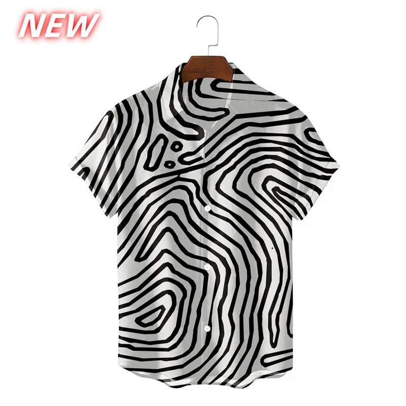 

Zebra Stripe Graphic Hawaiian Shirt For Men Colorful Fun 3D Printed Aloha Shirts Summer Casual Short Sleeve Blouse Lapel Tops