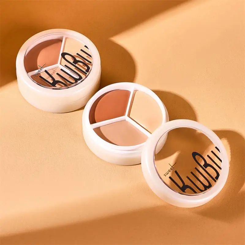 3-color Concealer Cosmetic Cream Brighten Skin Tone To Cover Dark Eye Tear Groove Spots Multi- Foundation Cream High Fit