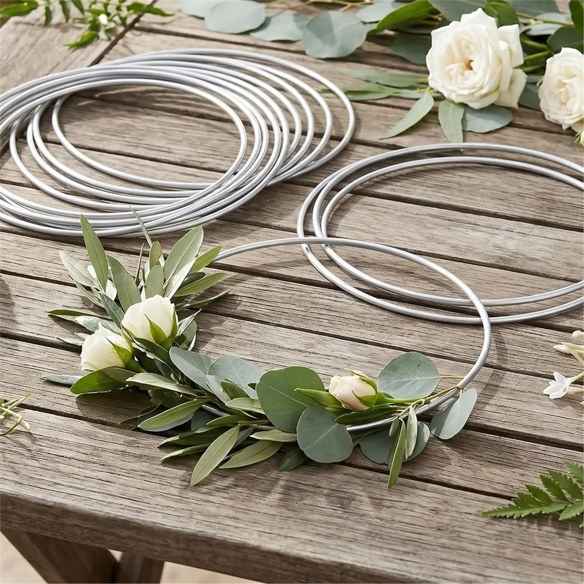30 Pcs 6 Inch Floral Hoop, 15cm Silver Metal Ring,Wreath Macrame Ring for DIY, Wedding Decoration, Dream Catcher