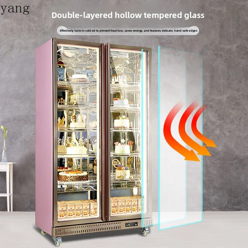 YJQ Cake Refrigerated Display Cabinet Vertical Air-Cooled Dessert Refrigerated Fresh-keeping Cabinet Commercial