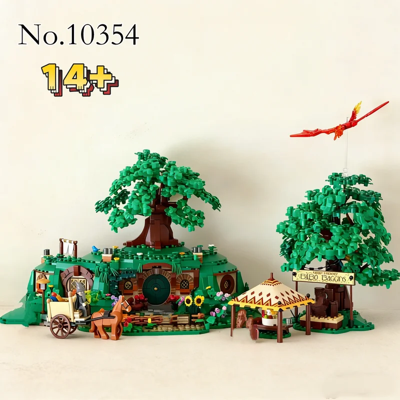 2017 piezas de juguete de moda: El Señor de los Anillos de la Tierra Media, El Condado 10354, Modelo de Bloques de Construcción de la Cueva del Hobbit para Niños, Regalos de Cumpleaños y Navidad