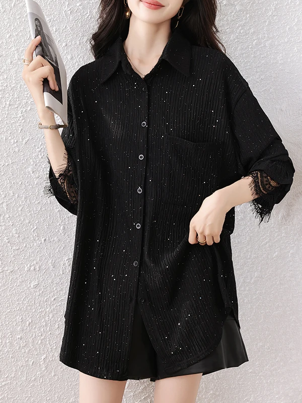 

Простой женский топ Bla irt Jaet с текстурой в вертикальную полоску, осенний новый Sle 2025 Ele, брендовый повседневный топ на пуговицах Faion