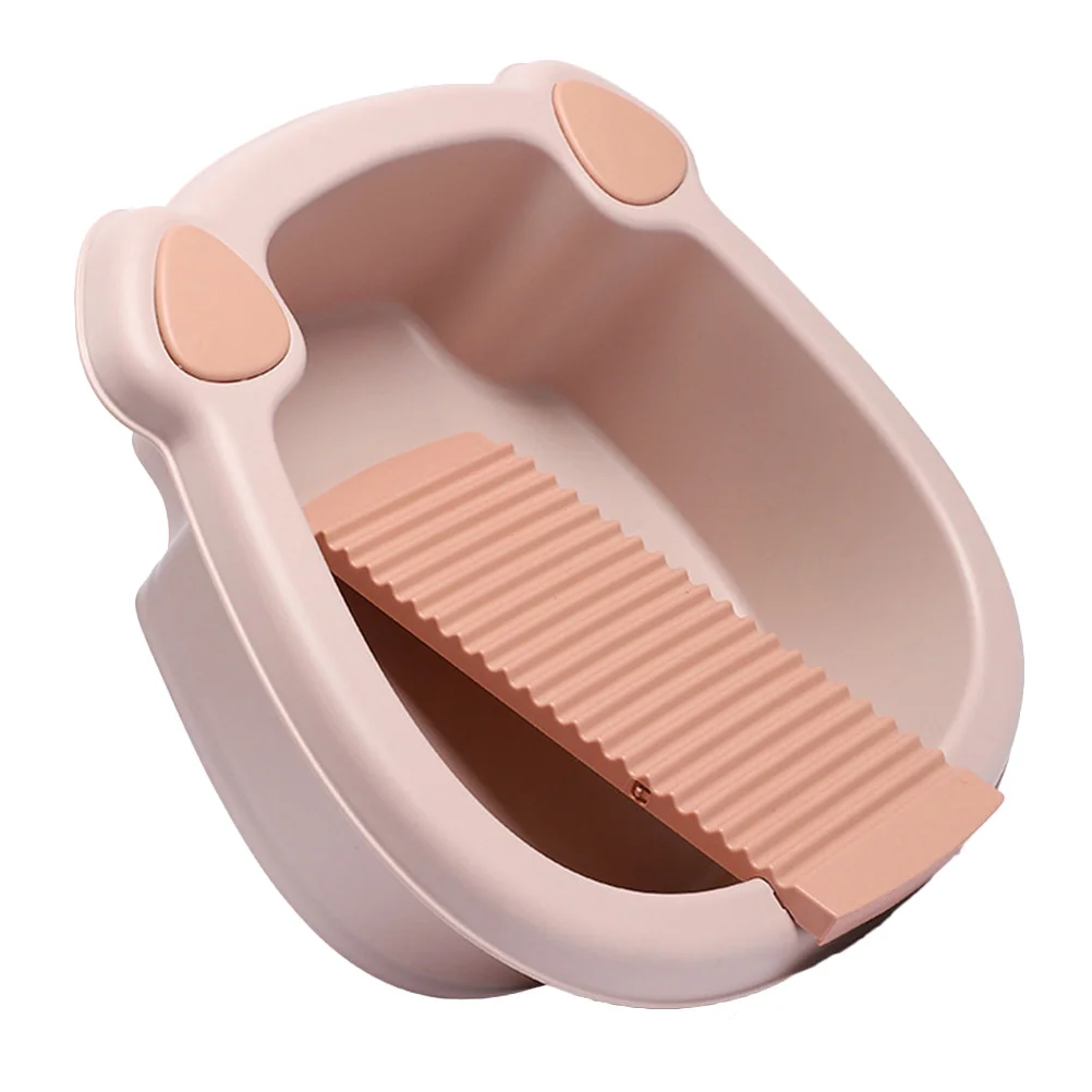 

1Set Washboard Basin for Hand Washing Clothes Compact Lightweight Laundry Basin for Dormitory Small Delicate Garments PP