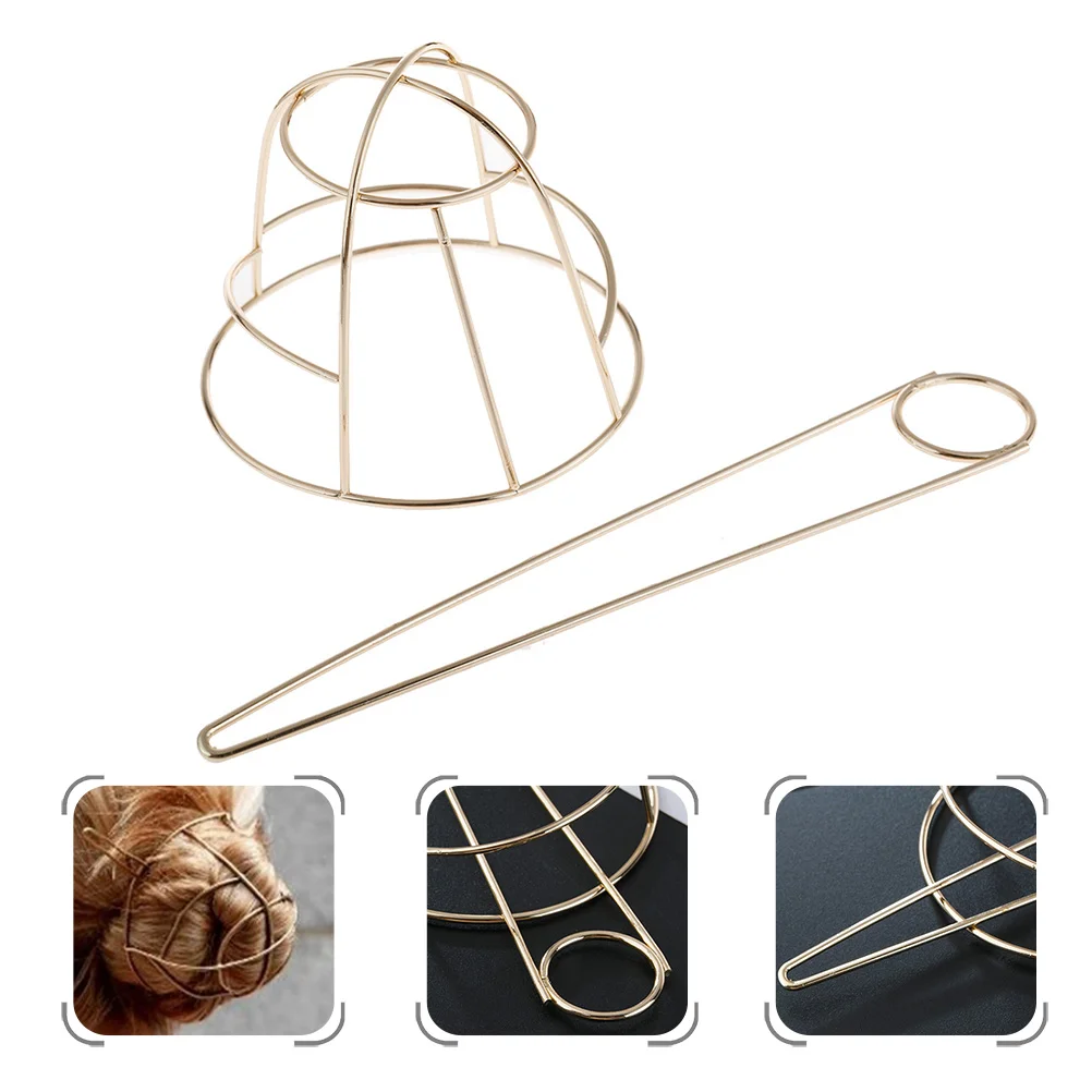 

Bobby Pins for Women Bird Cage Hairpin Bun Cuff Stick Japanese-style Golden Holder Bride