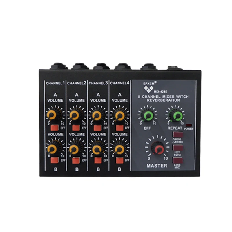 EPXCMMIX-428E Professionele Sound Mixer Karaoke Mixer 8 Kanaals Studio Audio Dj Mengpaneel Versterker Digitale Mini Microfoon