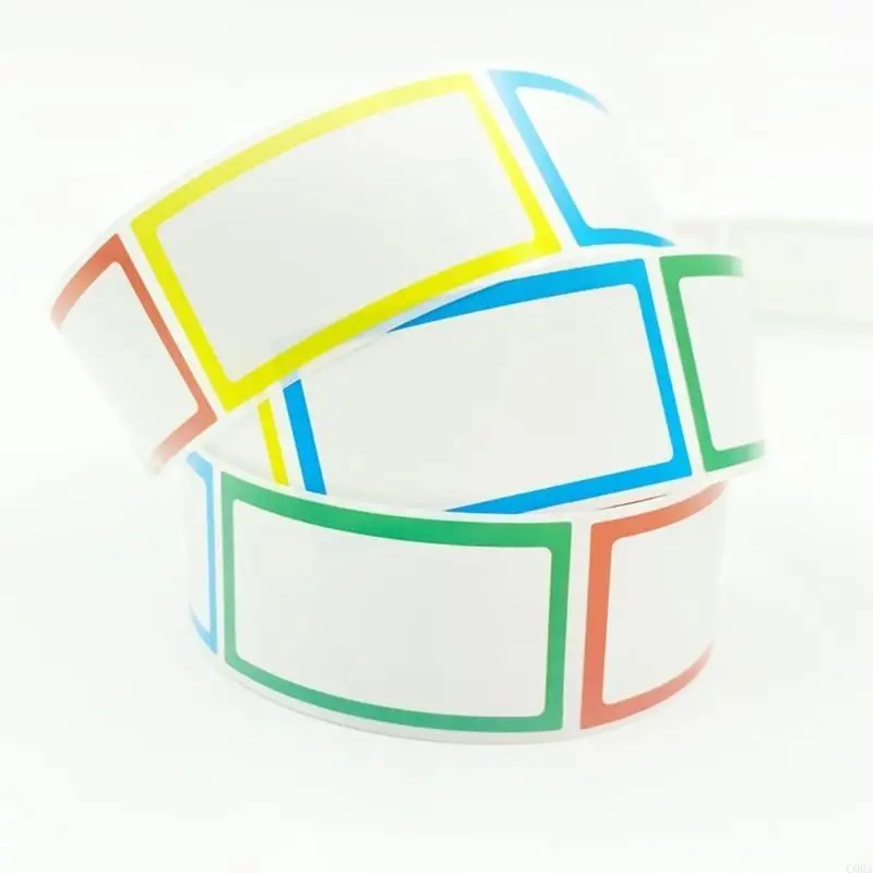 CORA 250Pcs Colorful Border Name Labels Adhesive Name Labels Sticker 1.77x1Inch Clothing Labels for Daycare and School
