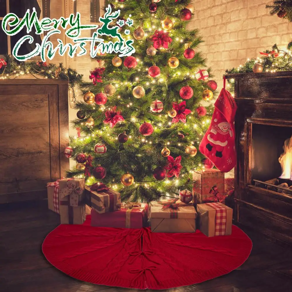 

Украшение для рождественской вечеринки, праздничная вязаная юбка для рождественской елки, украшение для праздничных вечеринок, деревенское нижнее украшение для дома