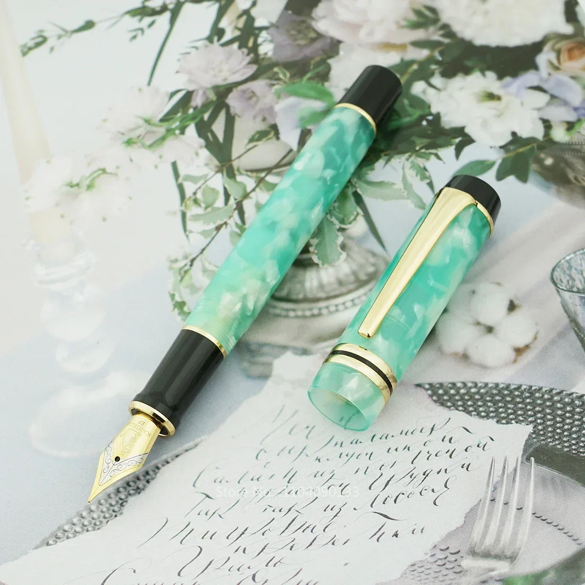 Kaigelu 316 Marble Green Celluloid Fountain Pen EF/F/M Medium Nib Beautiful Pattern Ink Pen Writing Gift for Office Business