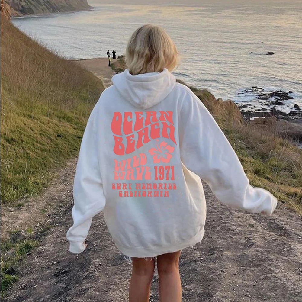 Ocean Beach Hoodie Hoodie Estético Tumblr Camisola CA Surf Tee Hoodie Oversized Hoodie Coconut Unisex Tops Estéticos