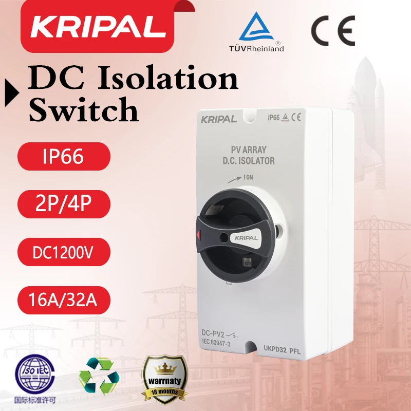 

Kripal DC Solar Switch 4P 1200V 32A IP66 Photovoltaic Disconnector switch For Solar System WIth TUV CE